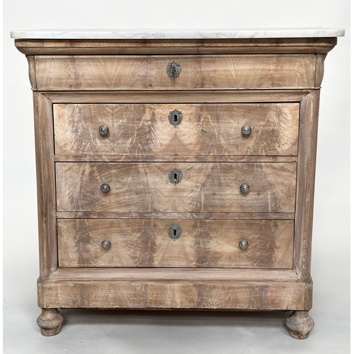 182 - HALL COMMODE, 19th century French Louis Philippe flame mahogany with four long drawers and turned su... 