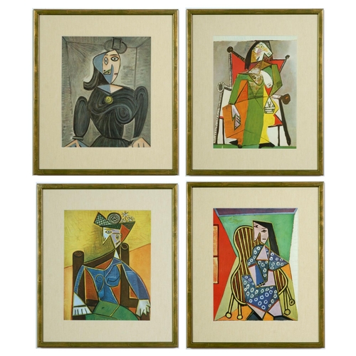 75 - AFTER PABLO PICASSO, Femme Assise, a set of four off set lithographs, linen moutboard, various sizes... 