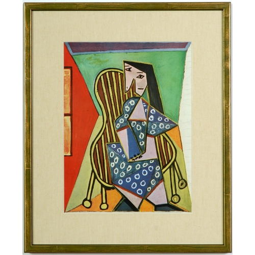 75 - AFTER PABLO PICASSO, Femme Assise, a set of four off set lithographs, linen moutboard, various sizes... 