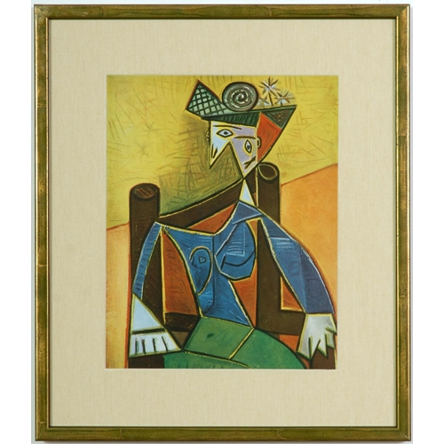 75 - AFTER PABLO PICASSO, Femme Assise, a set of four off set lithographs, linen moutboard, various sizes... 