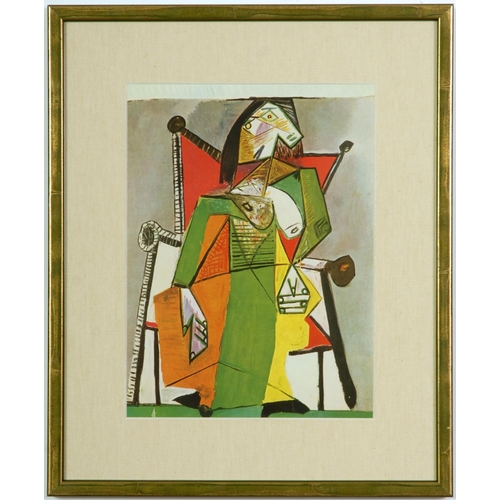 75 - AFTER PABLO PICASSO, Femme Assise, a set of four off set lithographs, linen moutboard, various sizes... 