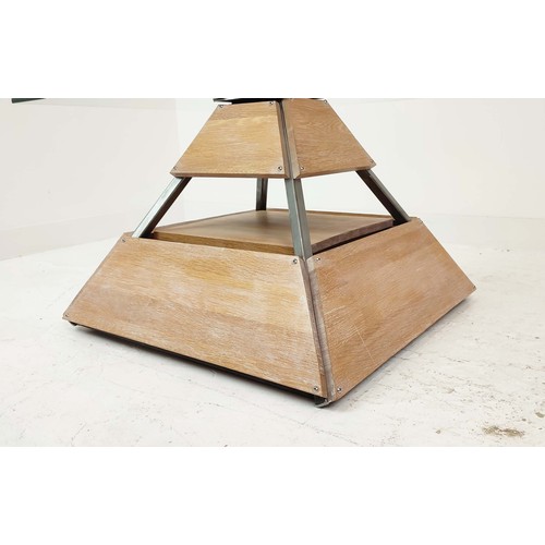 326 - LOW TABLE, Bespoke Pyramid design glass top, 80cm x 80cm x 51cm.