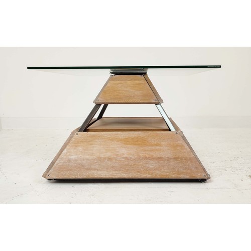 326 - LOW TABLE, Bespoke Pyramid design glass top, 80cm x 80cm x 51cm.