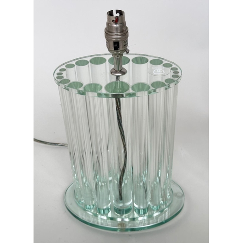 233 - TABLE LAMPS BY GREEN APPLE, a pair, glass oval each with twenty graduated glass column supports, 37c... 