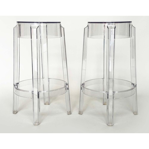 234 - KARTELL CHARLES GHOST STOOLS, a pair, by Philippe Starck, 66cm H x 42.5 cm diam. (2)