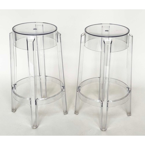 234 - KARTELL CHARLES GHOST STOOLS, a pair, by Philippe Starck, 66cm H x 42.5 cm diam. (2)