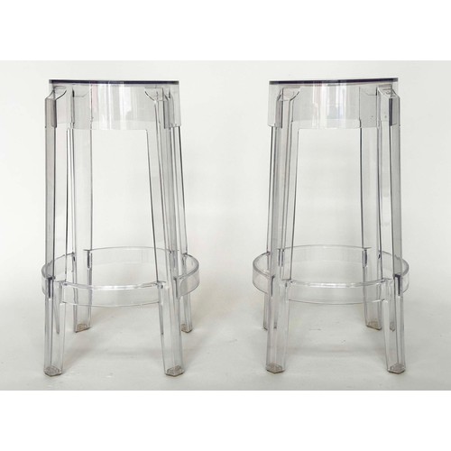 234 - KARTELL CHARLES GHOST STOOLS, a pair, by Philippe Starck, 66cm H x 42.5 cm diam. (2)