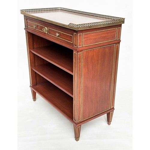 186 - OPEN BOOKCASE, French Directoire style mahogany and gilt metal mounted with gallery, drawer and shel... 