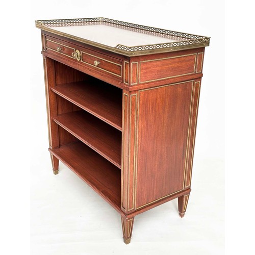 186 - OPEN BOOKCASE, French Directoire style mahogany and gilt metal mounted with gallery, drawer and shel... 