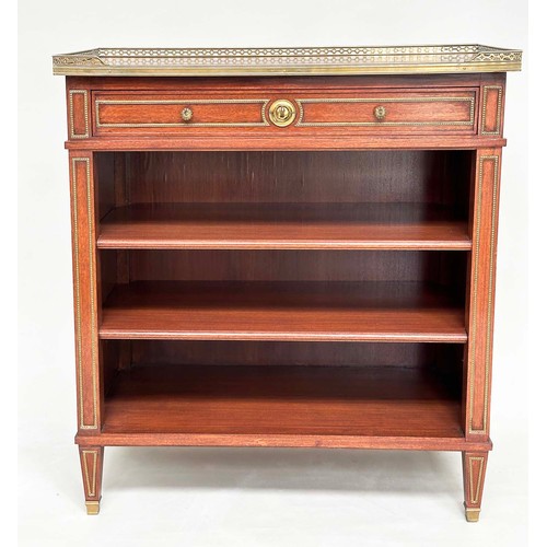 186 - OPEN BOOKCASE, French Directoire style mahogany and gilt metal mounted with gallery, drawer and shel... 