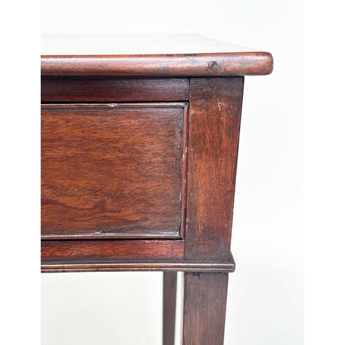 187 - WRITING TABLE, George III period mahogany with full width drawer and square tapering supports, 72cm ... 