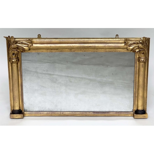 190 - WALL MIRROR, William IV carved giltwood rectangular with columns and carved acanthus leaf corners, 1... 