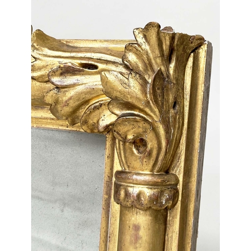 190 - WALL MIRROR, William IV carved giltwood rectangular with columns and carved acanthus leaf corners, 1... 