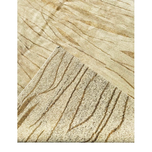 100 - CONTEMPORARY JUTE AND WOOL CARPET, 424cm x 305cm.