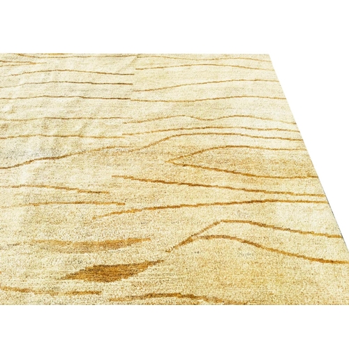 100 - CONTEMPORARY JUTE AND WOOL CARPET, 424cm x 305cm.