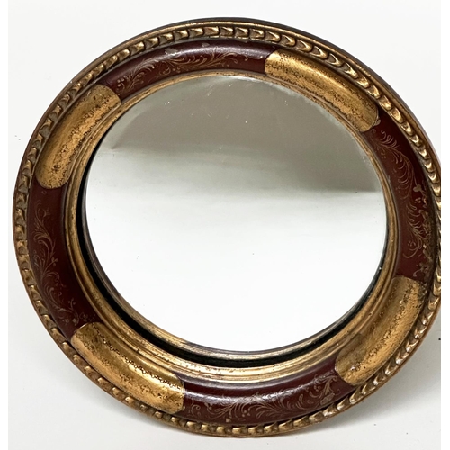 113 - VENETIAN WALL MIRORR, early 20th century giltwood, circular with convex mirror plate and hand painte... 