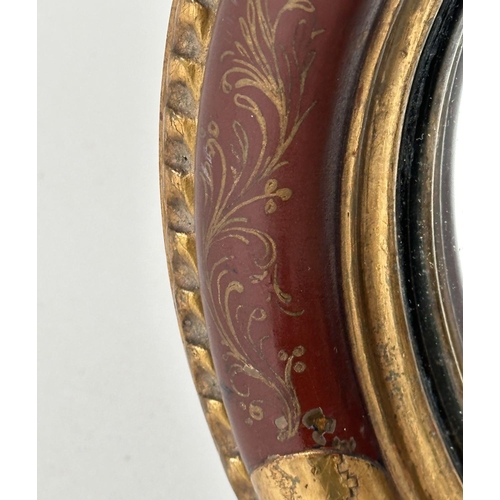 113 - VENETIAN WALL MIRORR, early 20th century giltwood, circular with convex mirror plate and hand painte... 