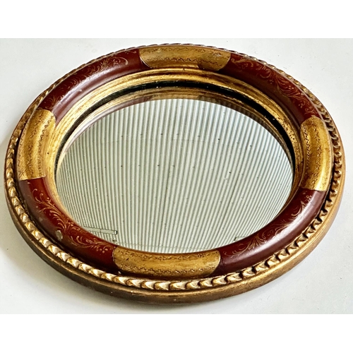 113 - VENETIAN WALL MIRORR, early 20th century giltwood, circular with convex mirror plate and hand painte... 