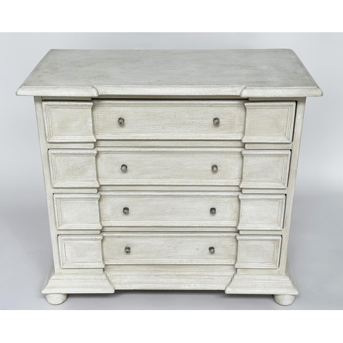 117 - COMMODE, early Italian style traditionally grey painted with four long drawers, 92cm W x 47cm D x 84... 