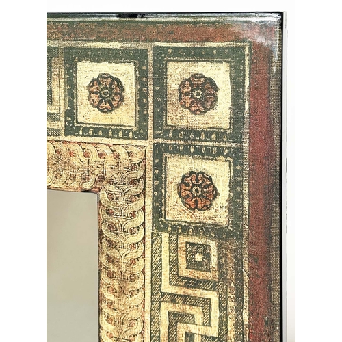 126 - WALL MIRROR, rectangular Greek key laminated frame, 91cm H x 61cm W.