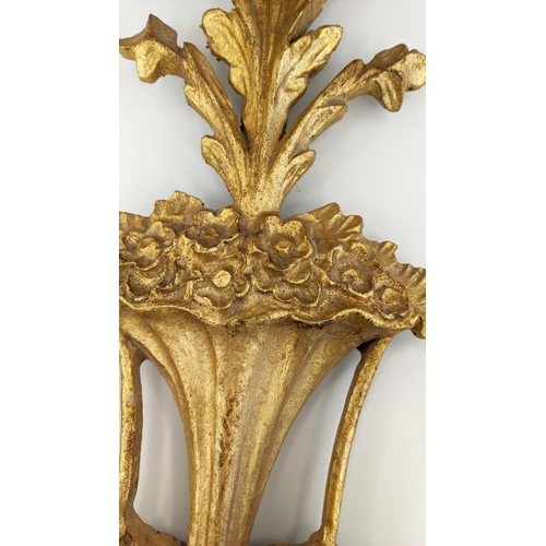 13 - WALL SCONCES, a set of eight brancaia carved and pierced giltwood, 76cm H. (8)