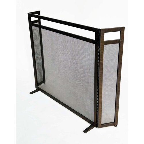 130 - NURSERY FENDER BY 'FORGEABILITY', wrought iron and mesh panelled folding, 80cm H x 90cm W x 18cm D w... 