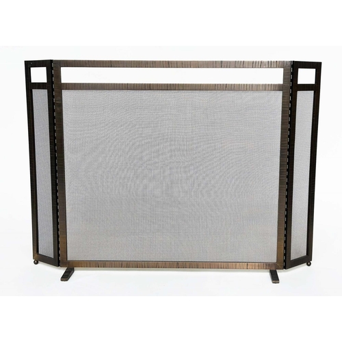 130 - NURSERY FENDER BY 'FORGEABILITY', wrought iron and mesh panelled folding, 80cm H x 90cm W x 18cm D w... 