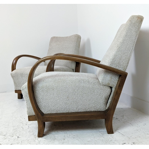 146 - HALABALA ARMCHAIRS, a pair, mid 20th century beechwood and boucle wool upholstered, 89cm H x 66cm W ... 