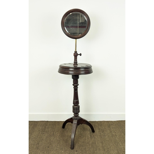 235 - SHAVING STAND, Victorian mahogany with adjustable mirror above lidded compartments, 144cm lowest H x... 