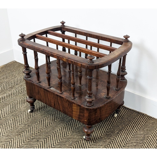 238 - CANTERBURY, Victorian walnut with drawer on ceramic castors, 56cm W x 38cm D x 56cm H.