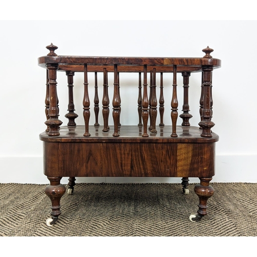 238 - CANTERBURY, Victorian walnut with drawer on ceramic castors, 56cm W x 38cm D x 56cm H.