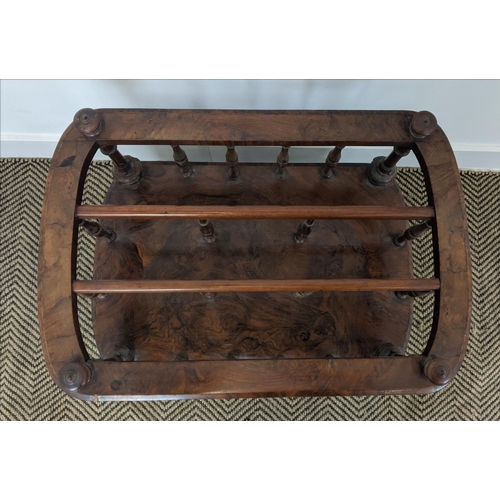 238 - CANTERBURY, Victorian walnut with drawer on ceramic castors, 56cm W x 38cm D x 56cm H.