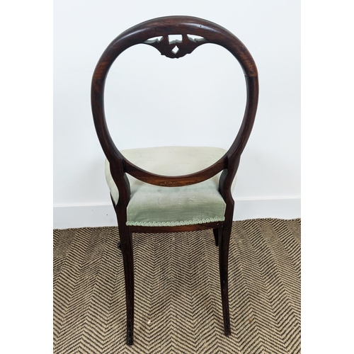 239 - DINING CHAIRS, a set of six, Victorian rosewood with cabriole front supports and velvet stuffover se... 