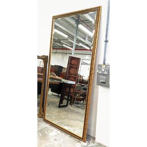 245 - LARGE MIRROR, gilt frame with a bevelled plate, 105cm W x 212cm H.