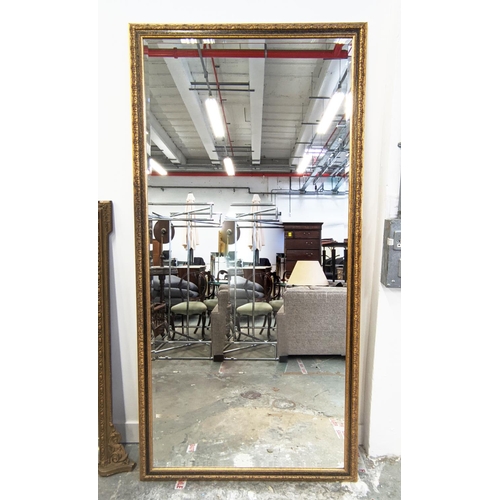 245 - LARGE MIRROR, gilt frame with a bevelled plate, 105cm W x 212cm H.