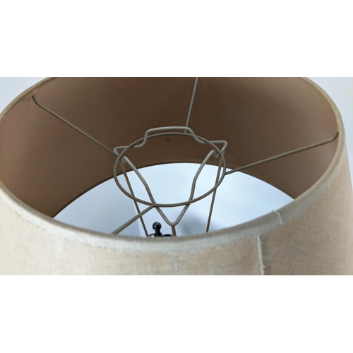 252 - TEA CANNISTER LAMP, metal with a line style shade, 80cm H, including shade.