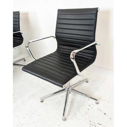 310 - AFTER CHARLES AND RAY EAMES ALUMINIUM GROUP STYLE CHAIRS, a set of six, 90cm H. (6)