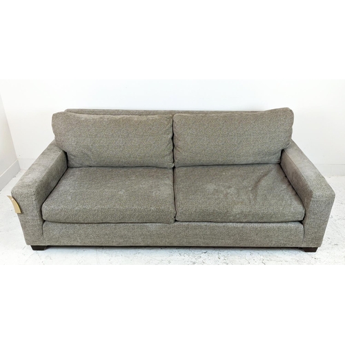 329 - KINGCOME TEXAS SOFA, two seater, in patterned light brown upholstery, 207cm W x 76cm H x 96cm D.