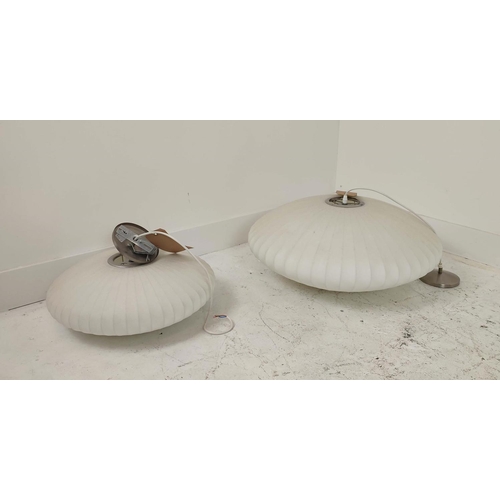 331 - HERMAN MILLER NELSON SAUCER BUBBLE PENDANT LAMPS, a set of two, by George Nelson, largest 65cm W. (2... 