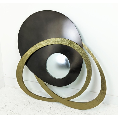 332 - CONVEX WALL MIRROR, with oversized abstract frame, 112cm x 105cm.