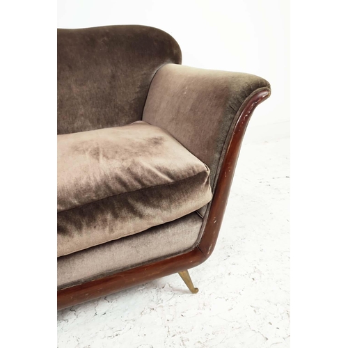 335 - ARMCHAIRS, a pair, vintage 20th century Italian, velvet upholstery, 100cm W approx. (2)