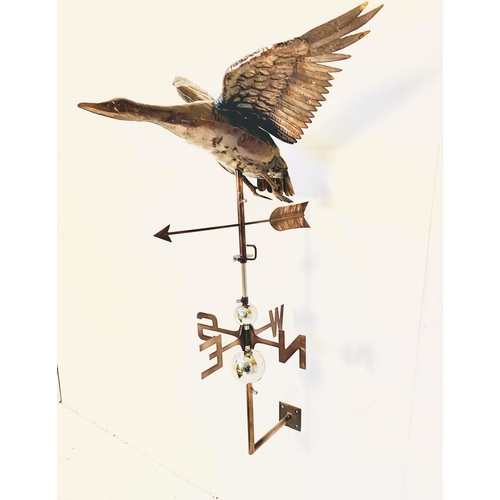 341 - WEATHERVANE, with toleware flying bird on wall mounting bracket, 100cm H x 65cm W