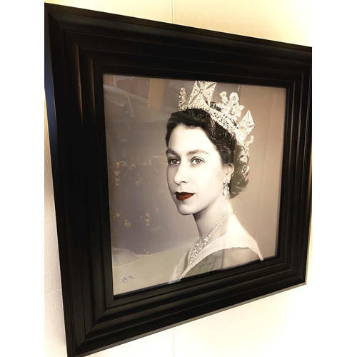 344 - CONTEMPORARY SCHOOL PHOTO PRINT, of Elizabeth II, framed and glazed, 55cm H x 55cm.