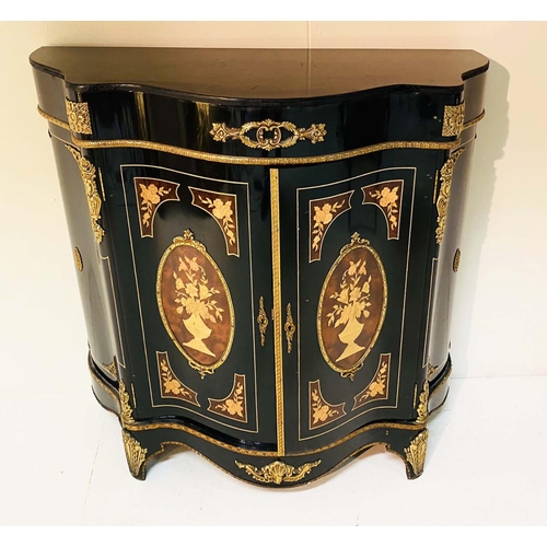 348 - CREDENZA, Louis XV style, ebonised with gilt metal mounts, 106cm H x 98cm H x 38cm D