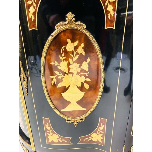 348 - CREDENZA, Louis XV style, ebonised with gilt metal mounts, 106cm H x 98cm H x 38cm D