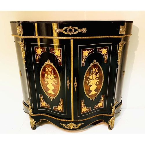 348 - CREDENZA, Louis XV style, ebonised with gilt metal mounts, 106cm H x 98cm H x 38cm D