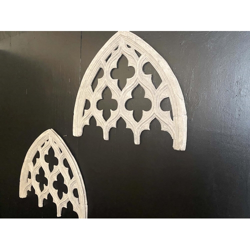 353 - ARCHITECTURAL WALL PANELS, a pair, Gothic style, 80cm H x 68cm x 4cm. (2)