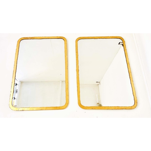 355 - WALL MIRRORS, a pair, contemporary style with gilt metal frames, 96cm H x 68cm. (2)