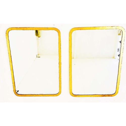 355 - WALL MIRRORS, a pair, contemporary style with gilt metal frames, 96cm H x 68cm. (2)