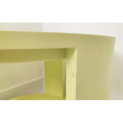 368 - JULIAN CHICHESTER 'TRIBECA' YELLOW LACQUERED SIDE TABLE, 60cm W x 47cm D.